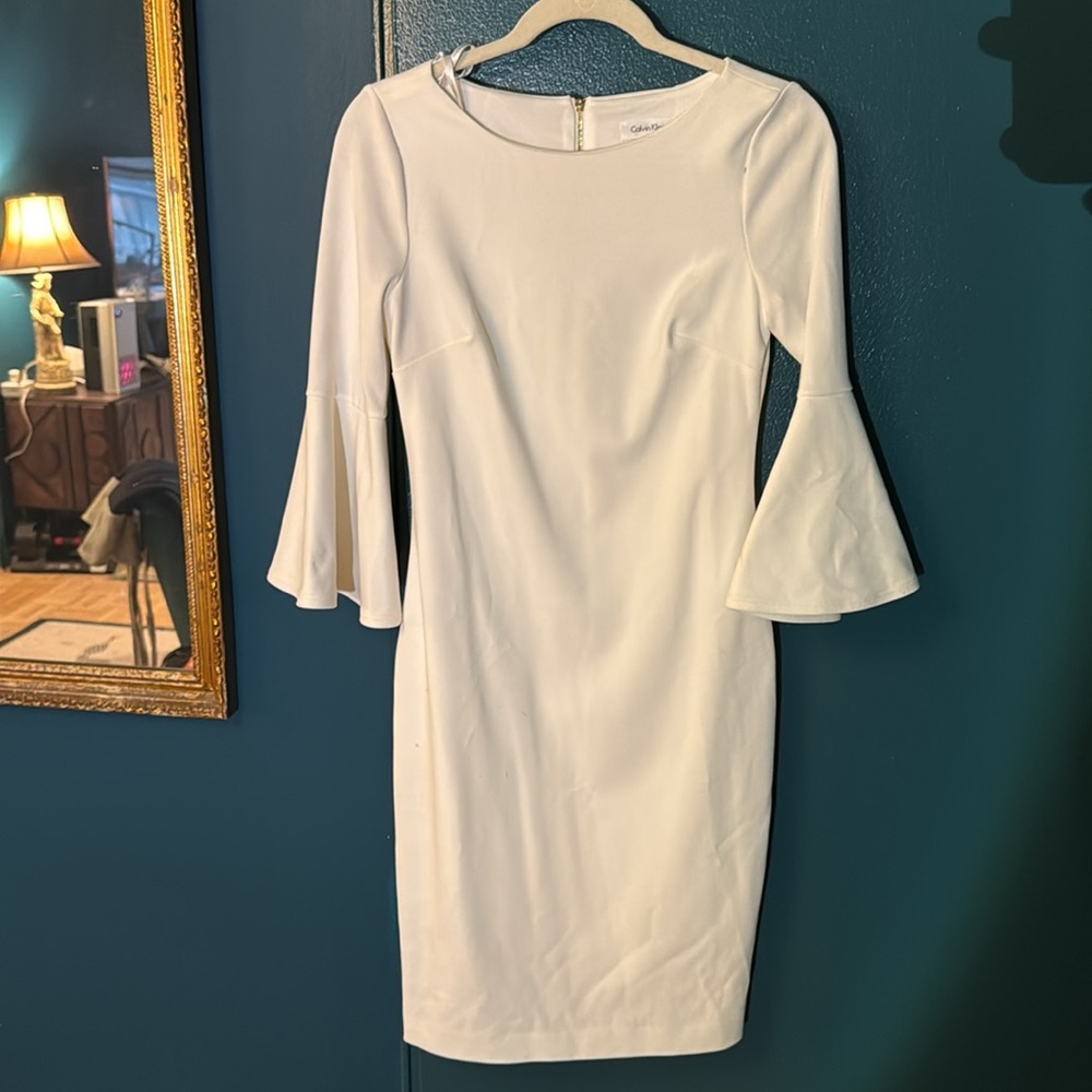 Calvin Klein dress white bell sleeves